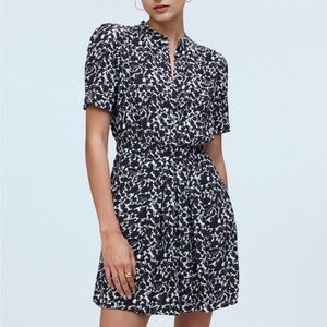 Madewell Button-Front Blouson Mini Shirtdress in Floral Crepe size 2